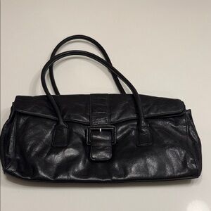 HOBO International Y2K black buckle baguette leather bag